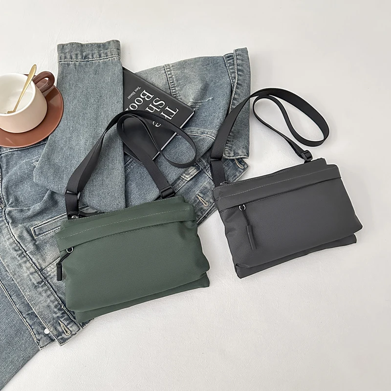 Fashion Leisure Nylon Shoulder Bag Solid Color Waterproof Cross-body Unisex Messenger Bag for Men And Women