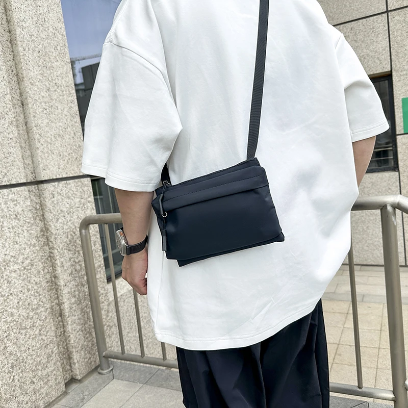 Fashion Leisure Nylon Shoulder Bag Solid Color Waterproof Cross-body Unisex Messenger Bag for Men And Women