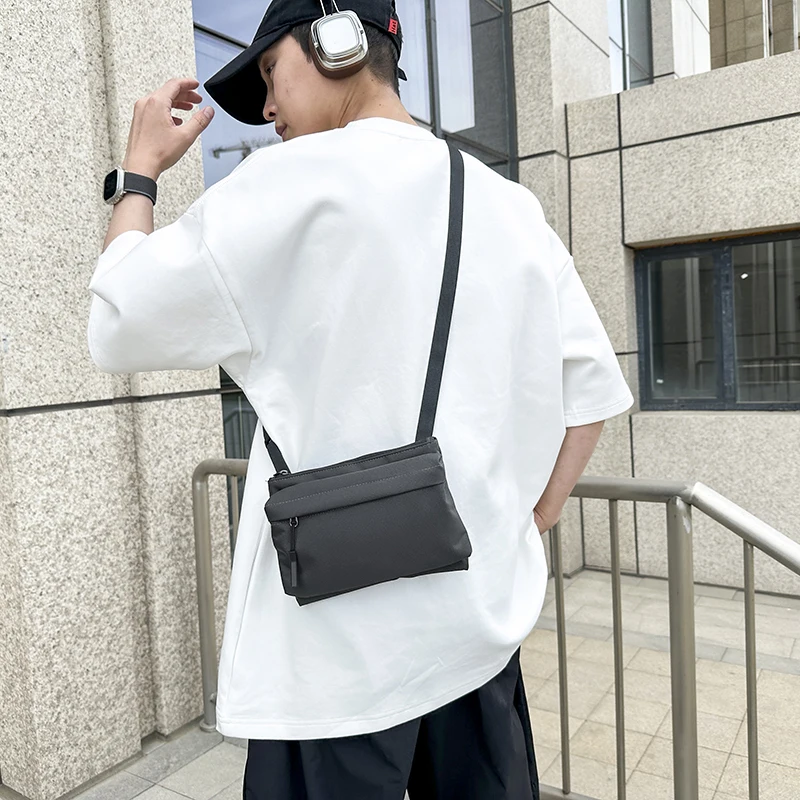 Fashion Leisure Nylon Shoulder Bag Solid Color Waterproof Cross-body Unisex Messenger Bag for Men And Women