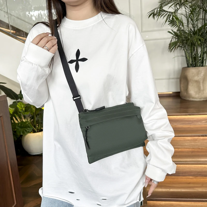Fashion Leisure Nylon Shoulder Bag Solid Color Waterproof Cross-body Unisex Messenger Bag for Men And Women