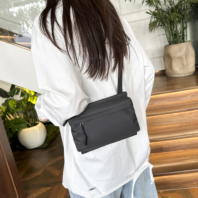 Fashion Leisure Nylon Shoulder Bag Solid Color Waterproof Cross-body Unisex Messenger Bag for Men And Women