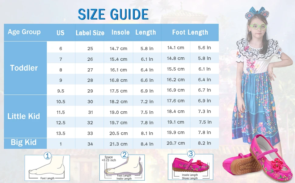 Little Girls Casual Comfortable Flats Shoes Kids Movie Same Style Encanto Mirabel Isabela Madrigal Carnival Party Cosplay Shoes