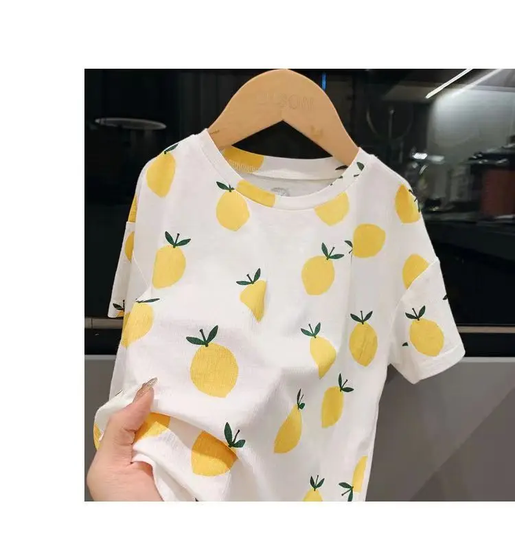 Summer Home Clothes Air-conditioned Clothes Boys and Girls Ice Silk Fabric Loose Short Sleeved Shorts Two-piece Set of Pajamas