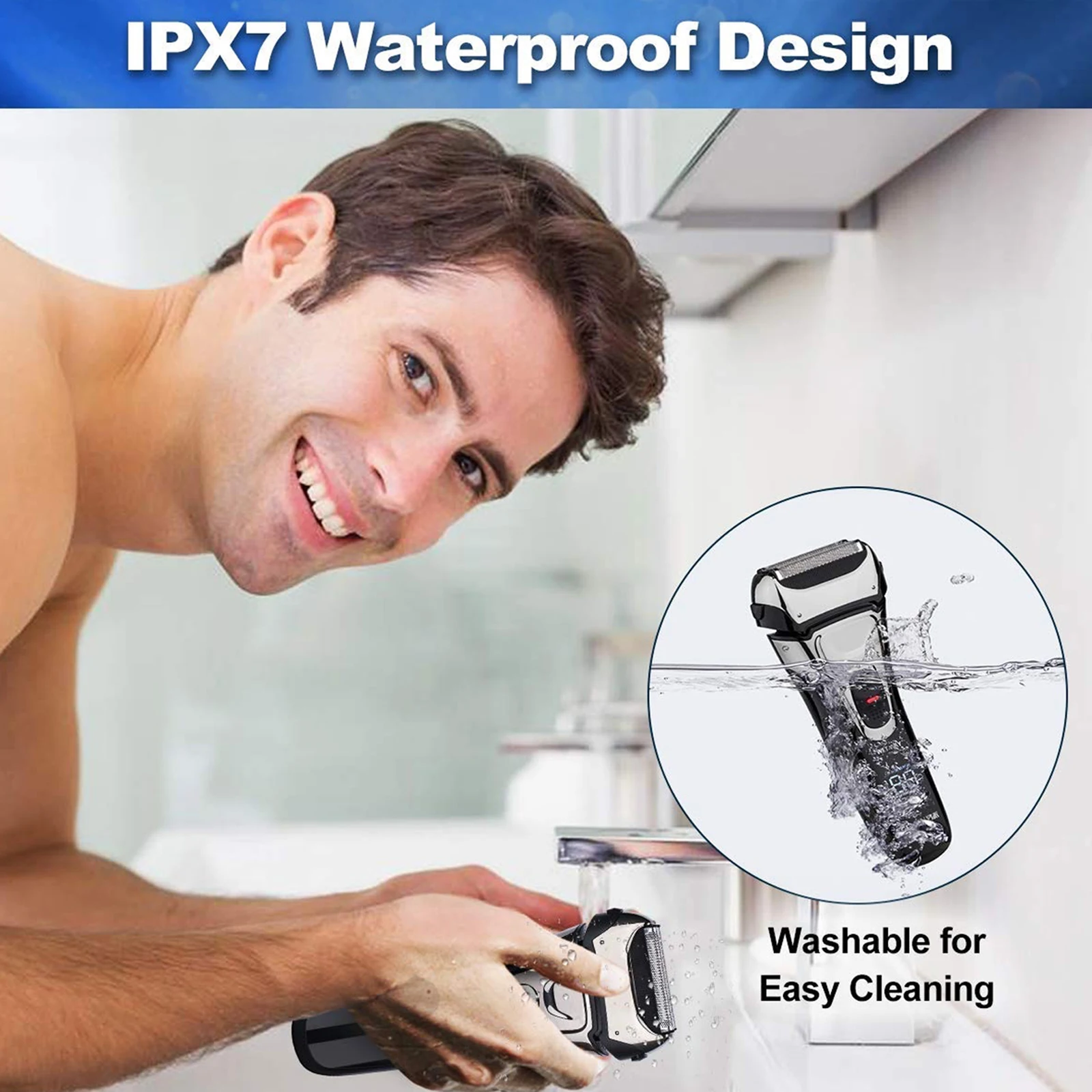 Pop-Up Trimmer Electric Shaver Stainless Steel Shaving Machine Men's 3D Triple Floating Blade Razor Shaver Barber Trimmer FK-605