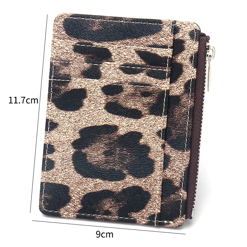 Leopard Pattern Multi Slot Card Sleeve PU Leather Credit Card Holder Id Holder Badge Holder Bus Card Case