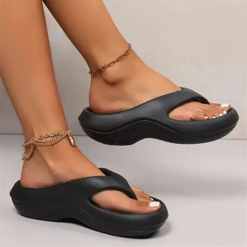 Platform Thick Eva Flip Flops For Women 2024 Summer Clip Toe Non Slip Beach Sandals Woman Comfortable Soft Sole Cloud Slippers