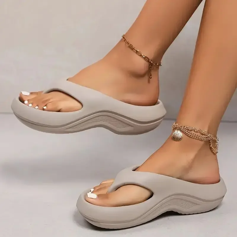 Platform Thick Eva Flip Flops For Women 2024 Summer Clip Toe Non Slip Beach Sandals Woman Comfortable Soft Sole Cloud Slippers