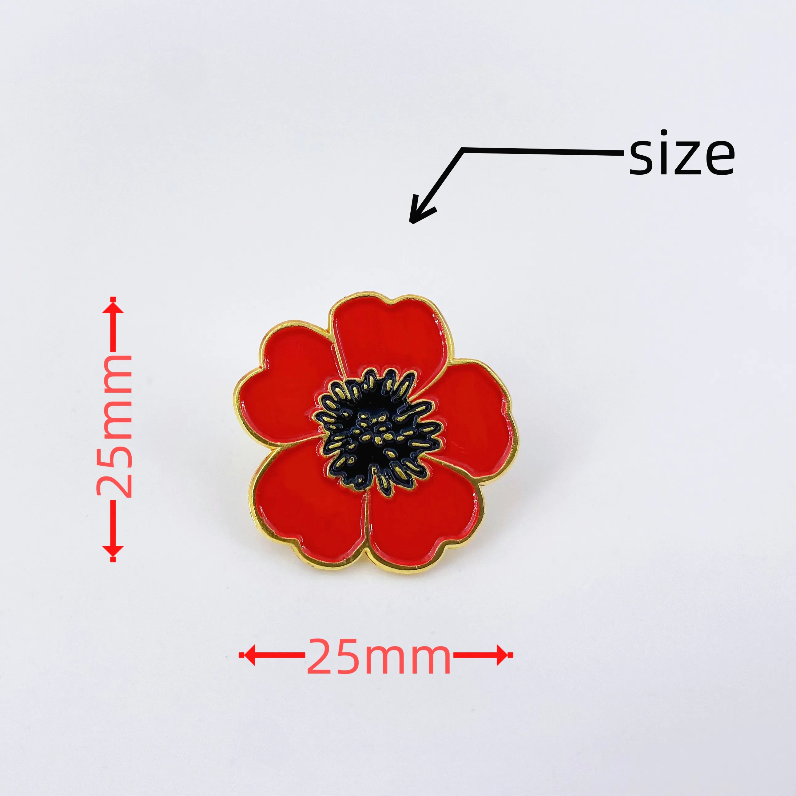 Memorial Day Poppy Pins Veterans Day Flower Enamel Lapel Pin 1", Souvenir For Men Women Clothes Bags Hats