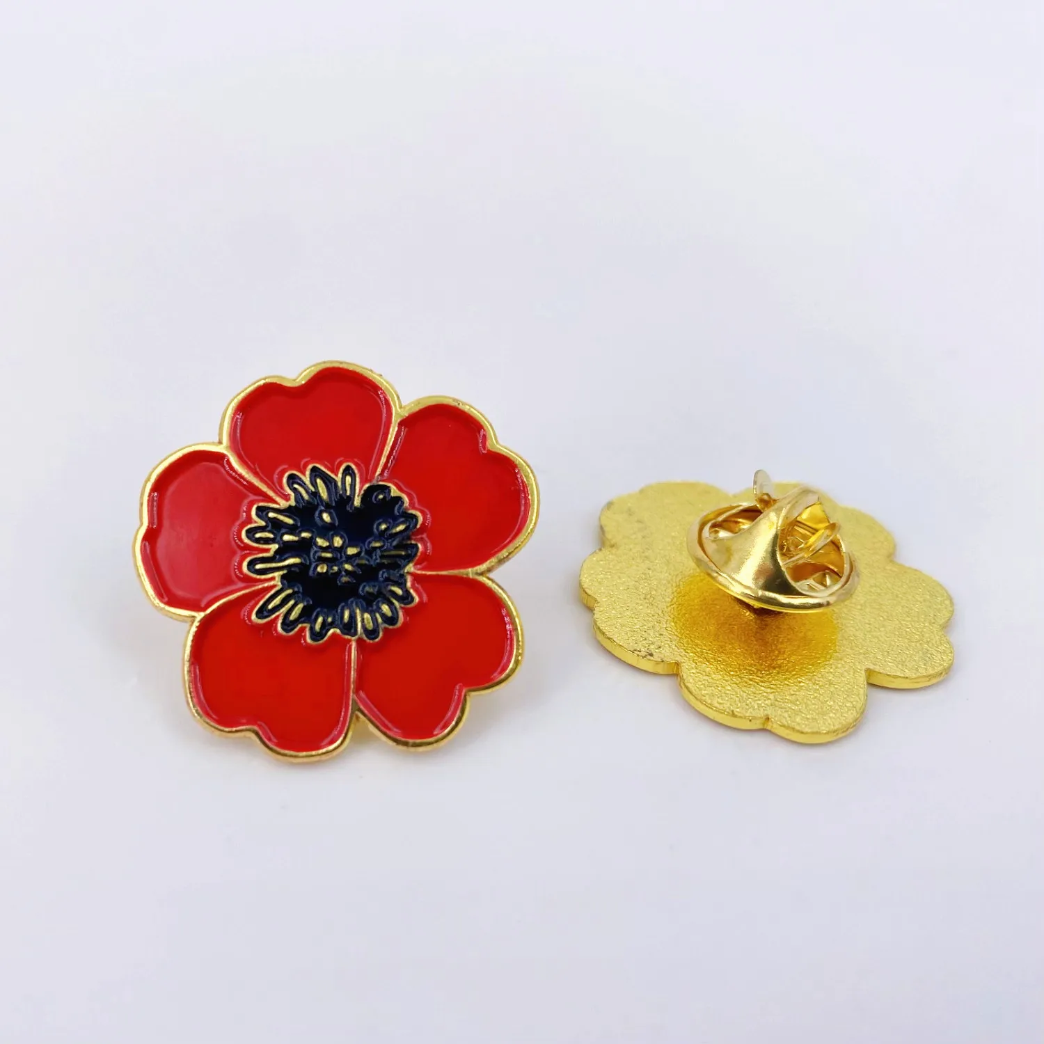 Memorial Day Poppy Pins Veterans Day Flower Enamel Lapel Pin 1", Souvenir For Men Women Clothes Bags Hats