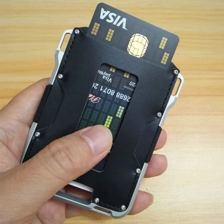 Rfid metal fiber Airtag Wallets Men money Card Holder Slim Thin For Apple Air Tag Purses Smart Black Walet male gift