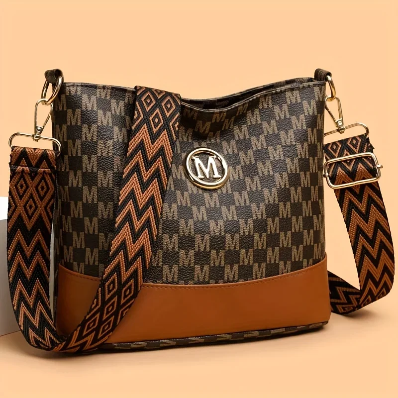 Stylish Letter Printed Crossbody Bag, Perfect Women's Synthetic Leather Shoulder Bag with Zipper Closure for Casual & Outings