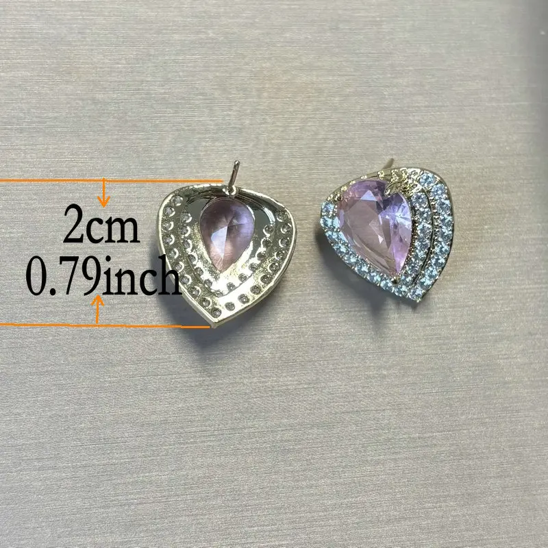 Bilincolor Fashion Cubic Zirconia Pink and Green Stud Earring for Women