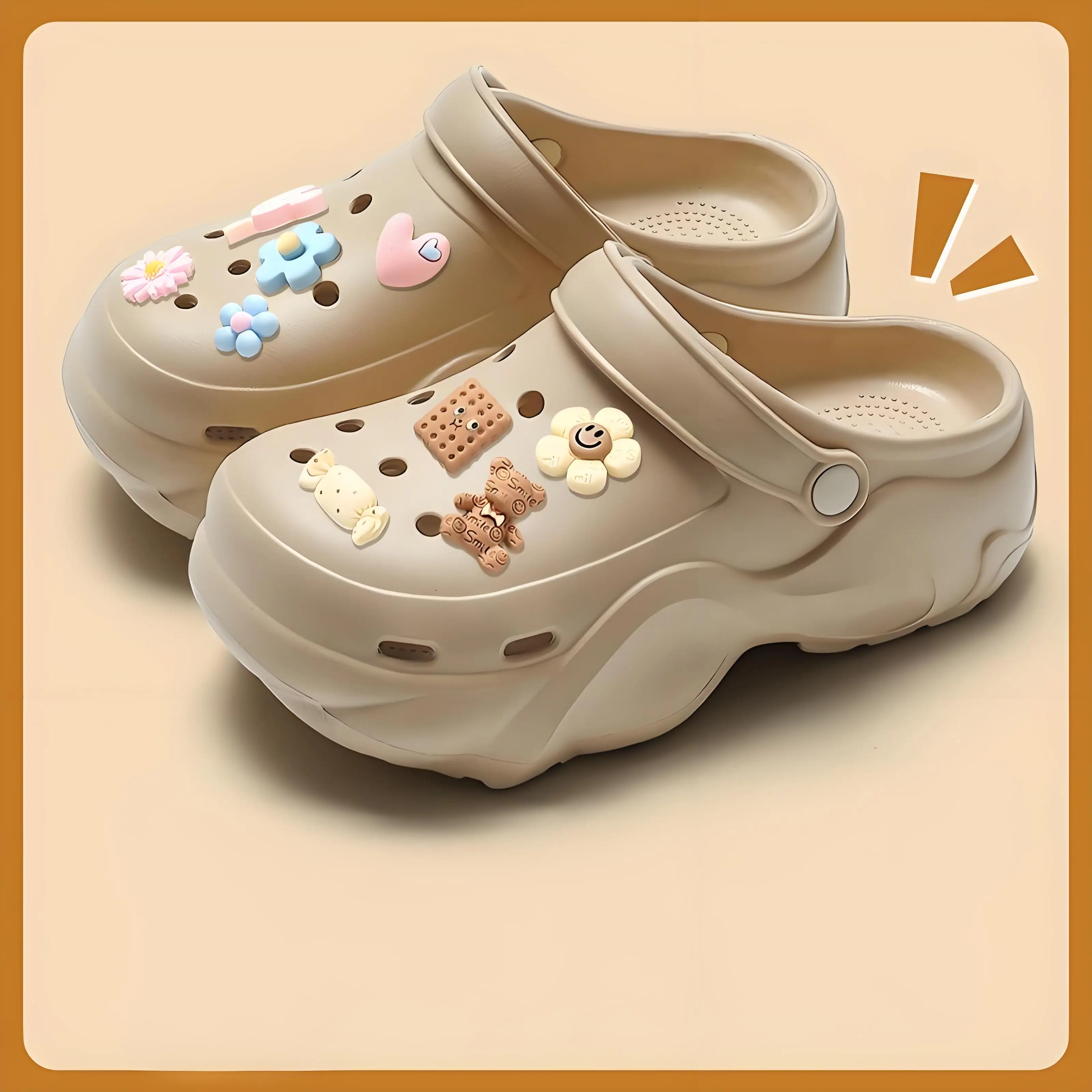 Women DIY Cute Animal button Decor Clogs Fashion Summer Spring Autumn Beach Sandals Cave Hole Female Garden Shoes Students Girls