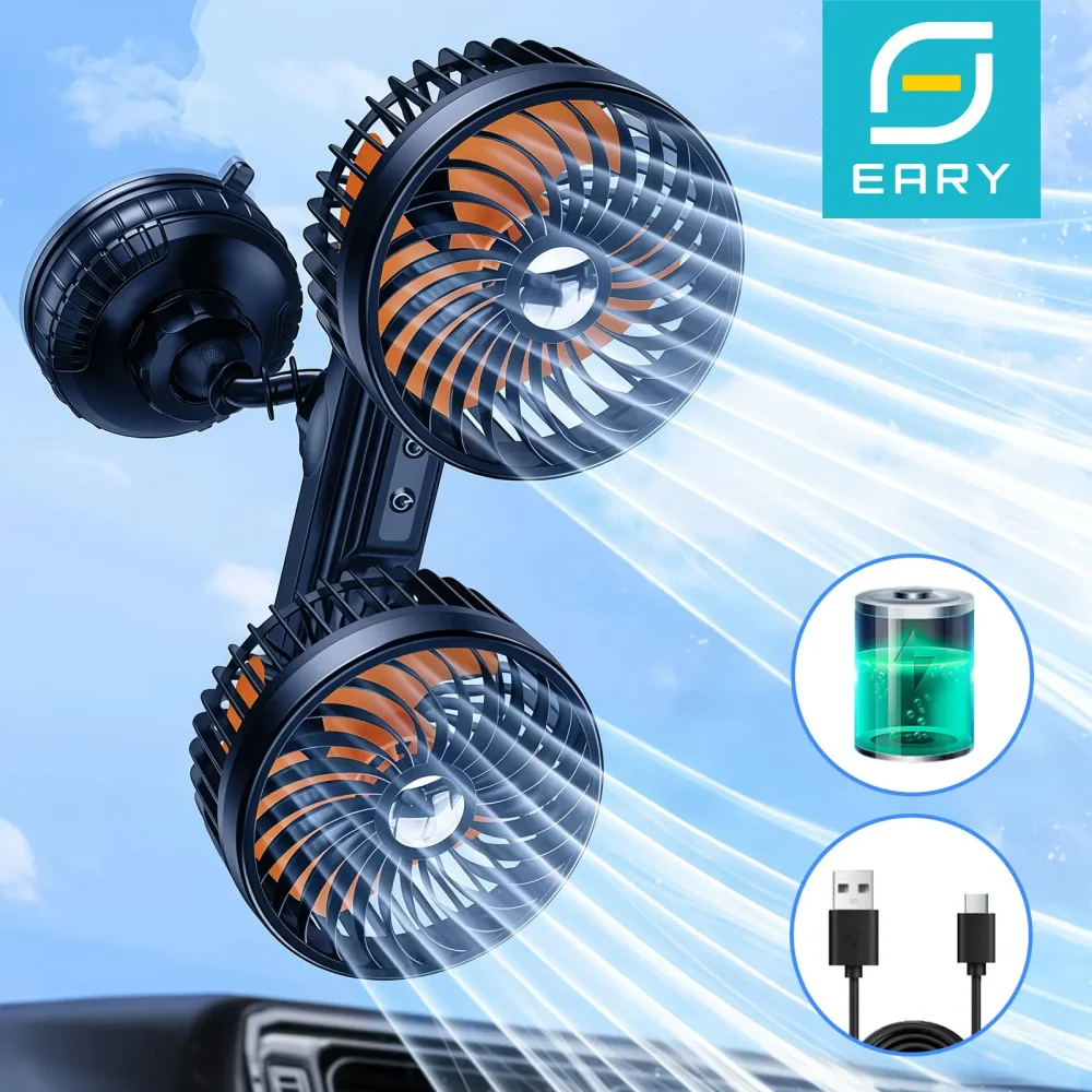 Eary Portable Magnetic Fan With 1200mAh Battery Usb Rechargeable 180 Adjustable 4 Speed Wind Personal Ultra-thin Air Cooling Fan