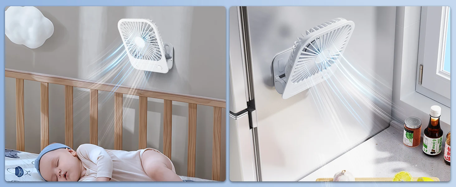 Eary Portable Magnetic Fan With 1200mAh Battery Usb Rechargeable 180 Adjustable 4 Speed Wind Personal Ultra-thin Air Cooling Fan