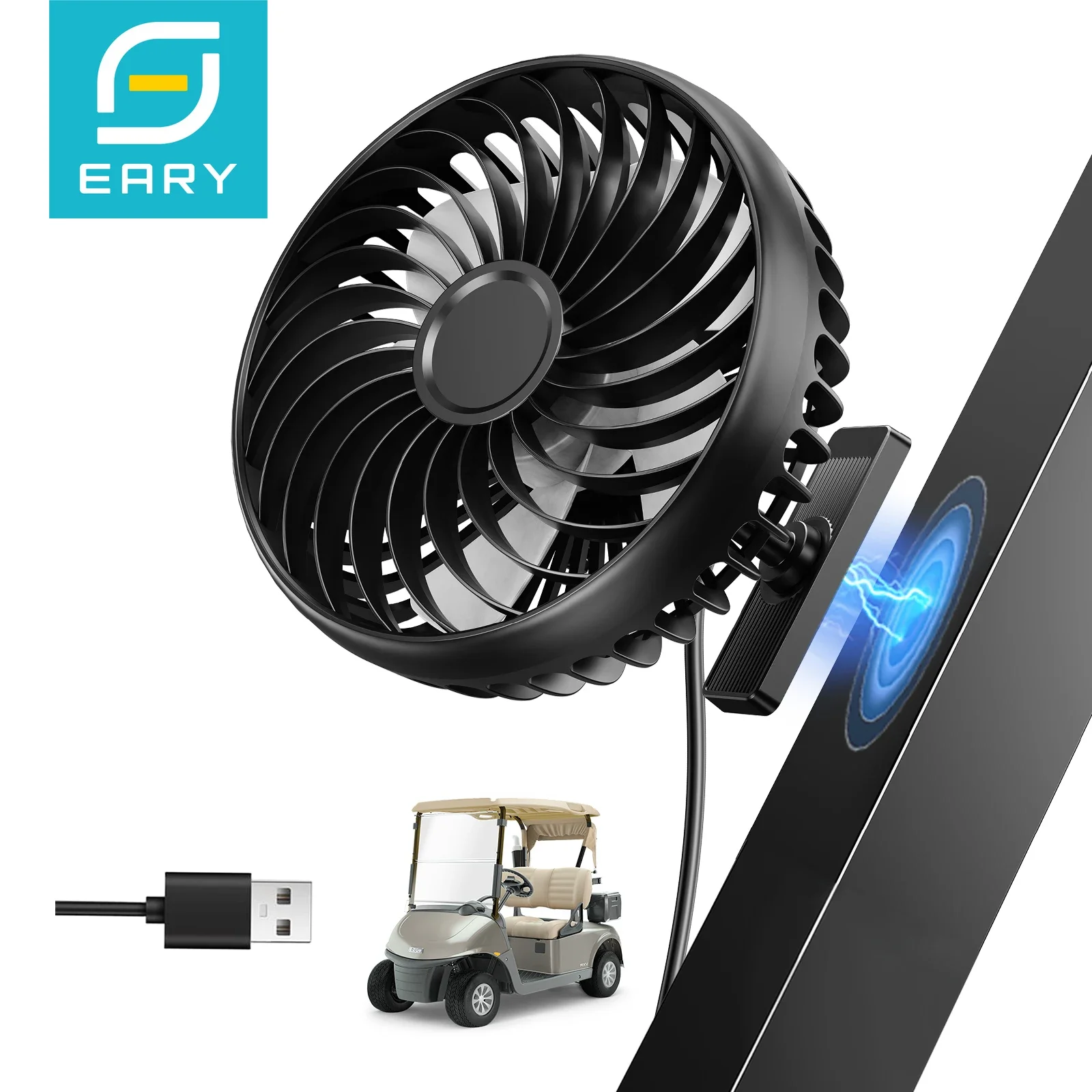 Eary Portable Magnetic Fan With 1200mAh Battery Usb Rechargeable 180 Adjustable 4 Speed Wind Personal Ultra-thin Air Cooling Fan