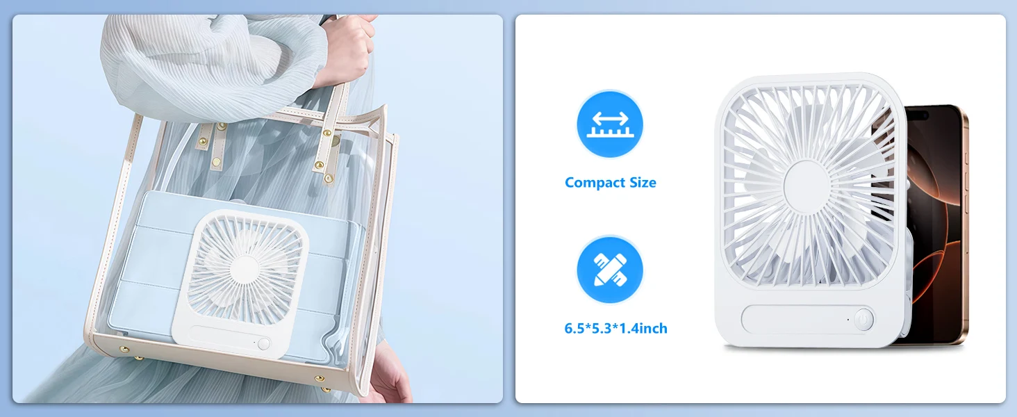 Eary Portable Magnetic Fan With 1200mAh Battery Usb Rechargeable 180 Adjustable 4 Speed Wind Personal Ultra-thin Air Cooling Fan