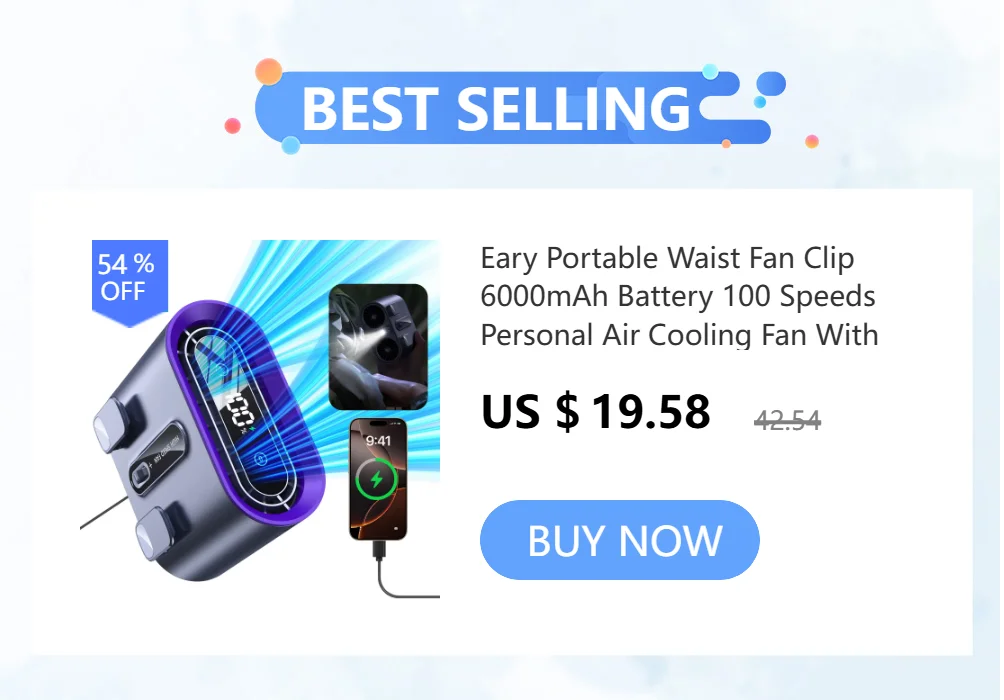 Eary Portable Magnetic Fan With 1200mAh Battery Usb Rechargeable 180 Adjustable 4 Speed Wind Personal Ultra-thin Air Cooling Fan