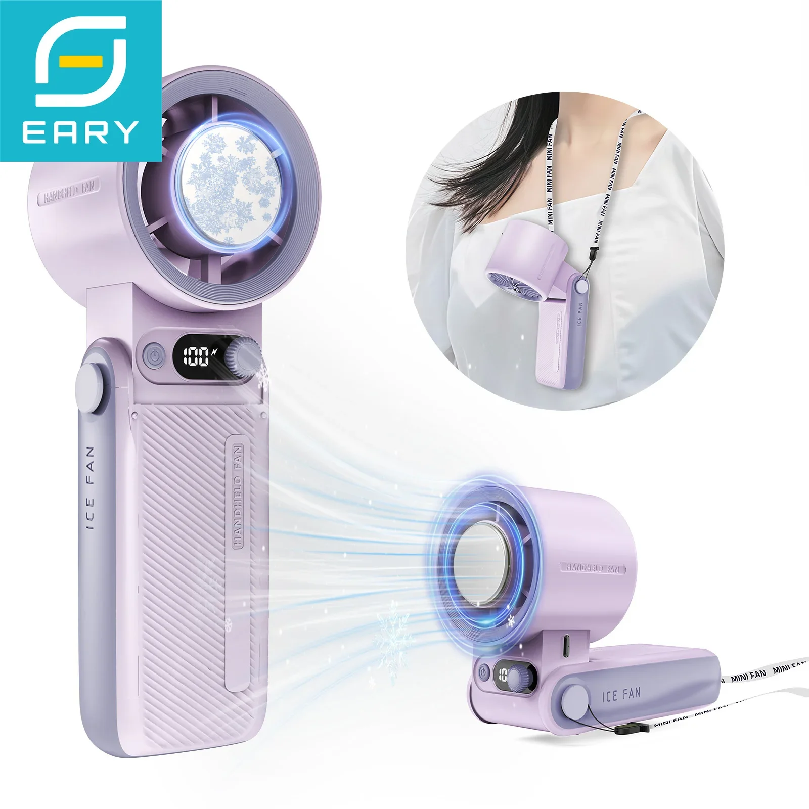 Eary Portable Magnetic Fan With 1200mAh Battery Usb Rechargeable 180 Adjustable 4 Speed Wind Personal Ultra-thin Air Cooling Fan
