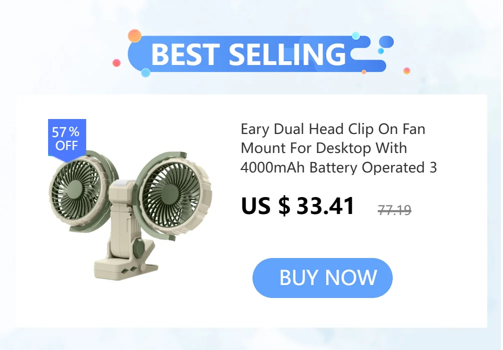 Eary Portable Magnetic Fan With 1200mAh Battery Usb Rechargeable 180 Adjustable 4 Speed Wind Personal Ultra-thin Air Cooling Fan