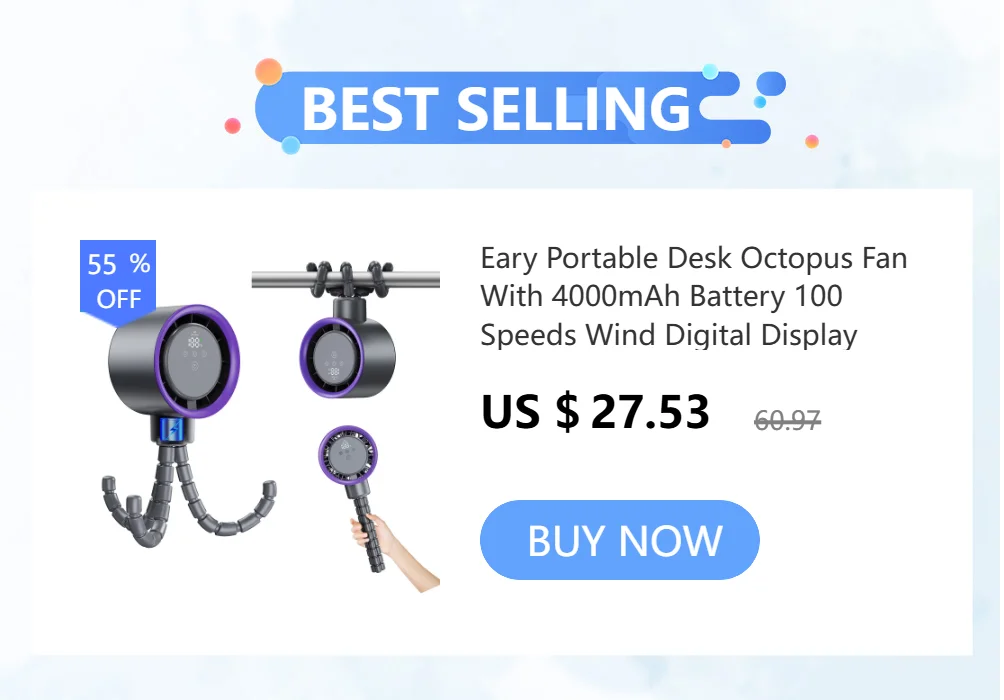 Eary Portable Magnetic Fan With 1200mAh Battery Usb Rechargeable 180 Adjustable 4 Speed Wind Personal Ultra-thin Air Cooling Fan