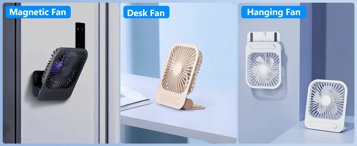 Eary Portable Magnetic Fan With 1200mAh Battery Usb Rechargeable 180 Adjustable 4 Speed Wind Personal Ultra-thin Air Cooling Fan