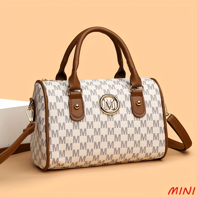 Women Alphabet Shoulder Bag with Golden "M" Logo, Synthetic Faux Leather Small Crossbody Bag for Work, Travel, Parties, and Gift
