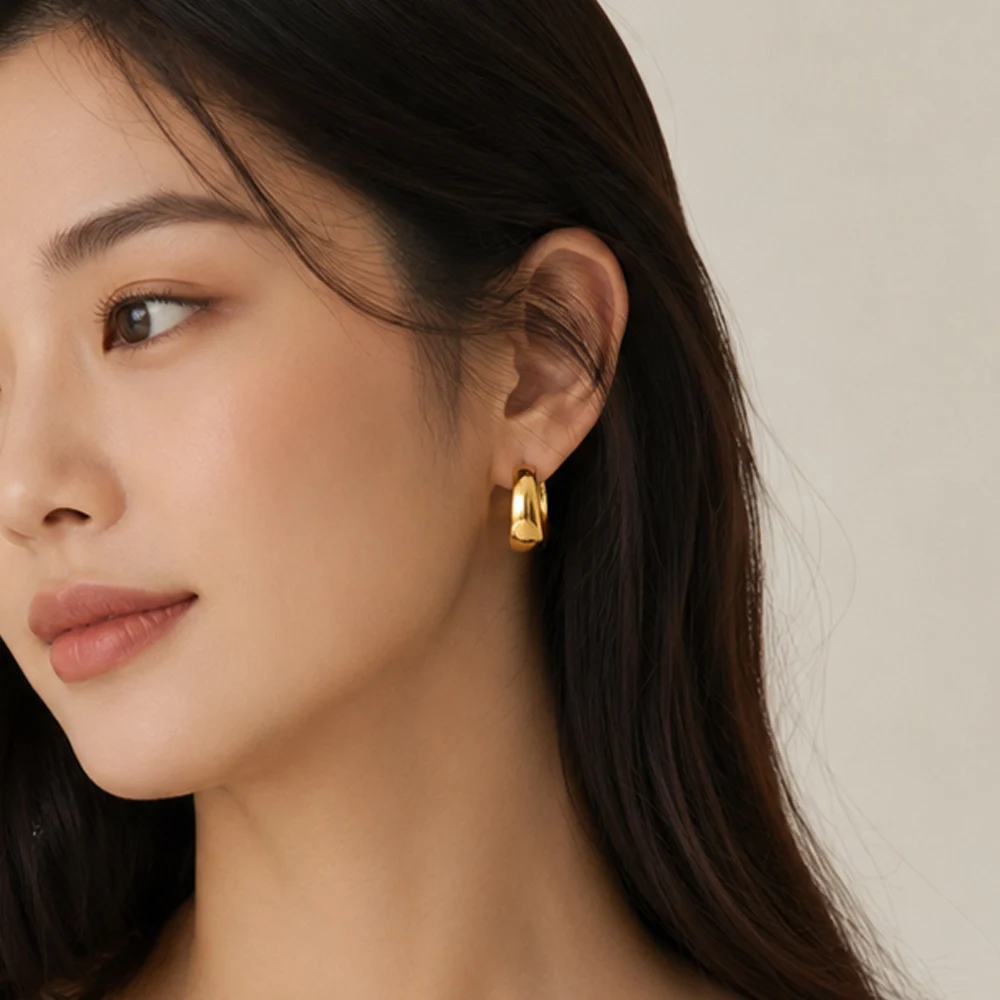 Gold Plated Creole Hinged Hoop Earring Europe Style Glam Fine Jewerly For Women Brand New Classic Gift In 925 Sterling Silver