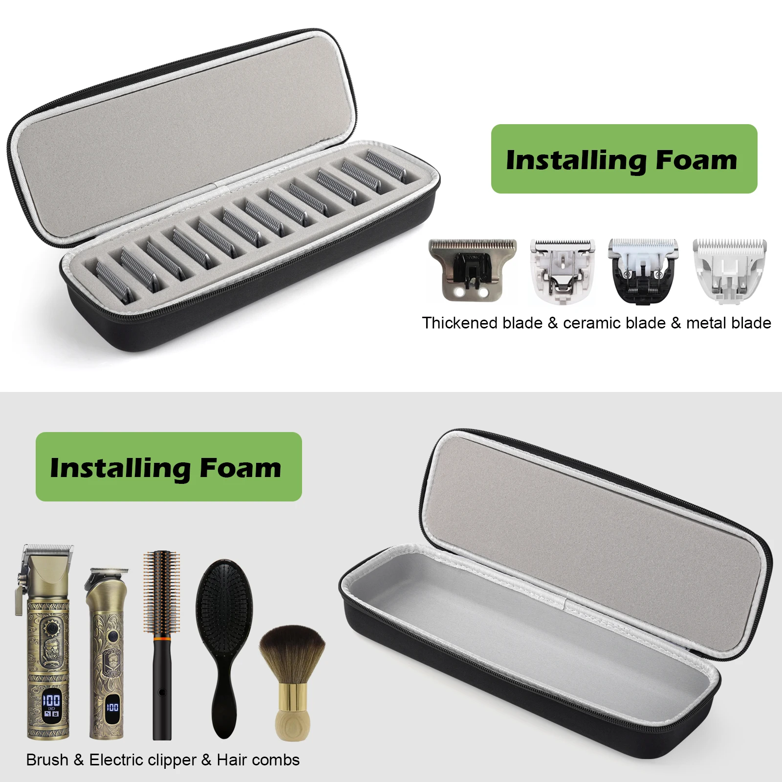 Grooming Clipper Blade Home Storage Case Holder Organizer - Hard Travel Carrying Storage Holds 12 Blades Bag