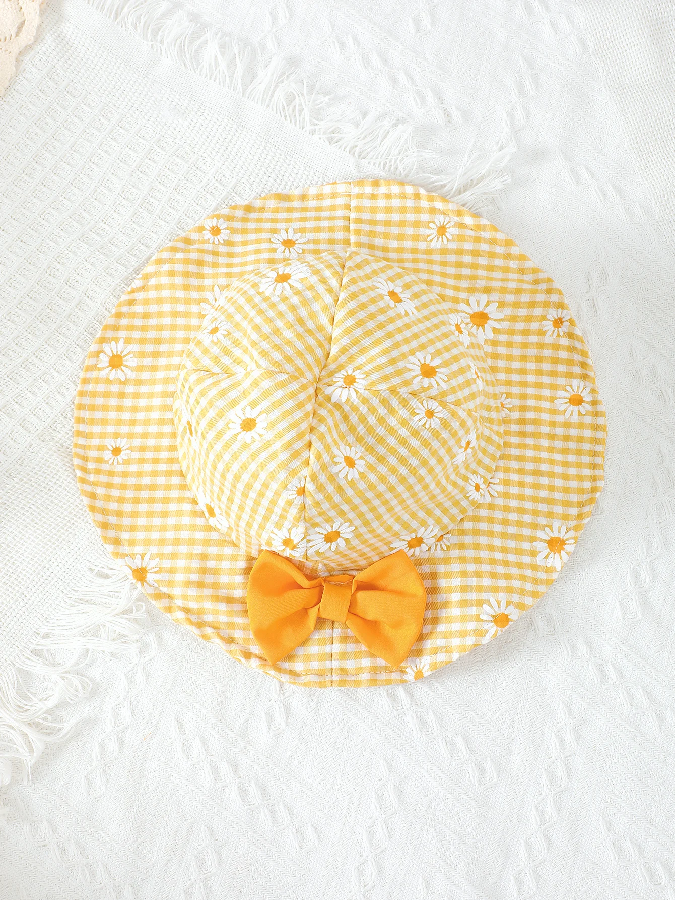 Baby Girl Summer Dress Daisy Plaid Chiffon Sweet Style Dress+Hat 2Pcs for Cute Baby Girls Aged 0-3 Years Vacation Casual Dress