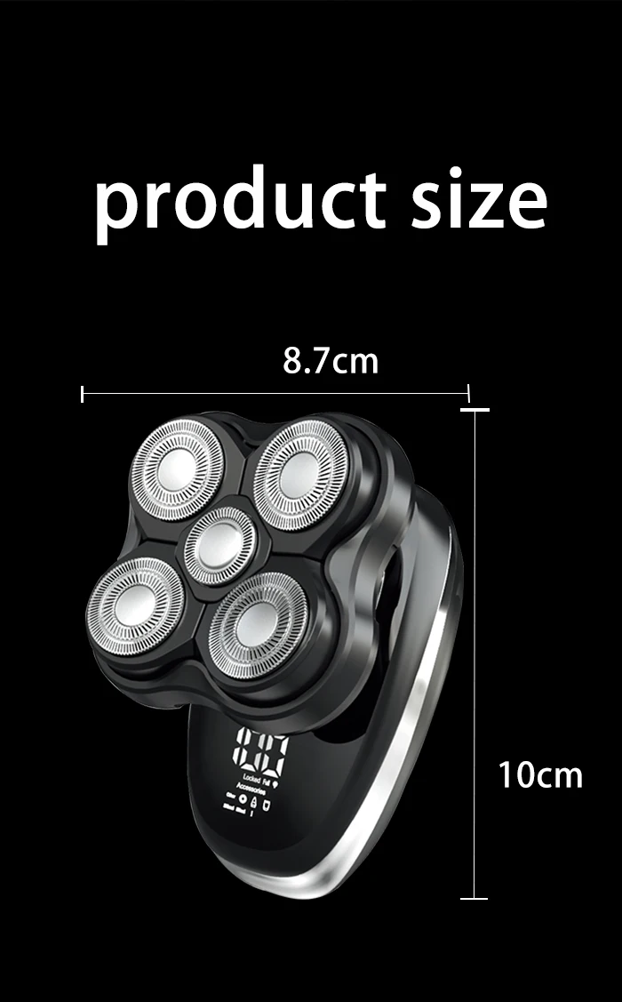 Kemei T378 Electric Head Shavers for Bald Men Professional 10000 RPM Cordless USB Rechargeable Razors Shaver Machine for Head
