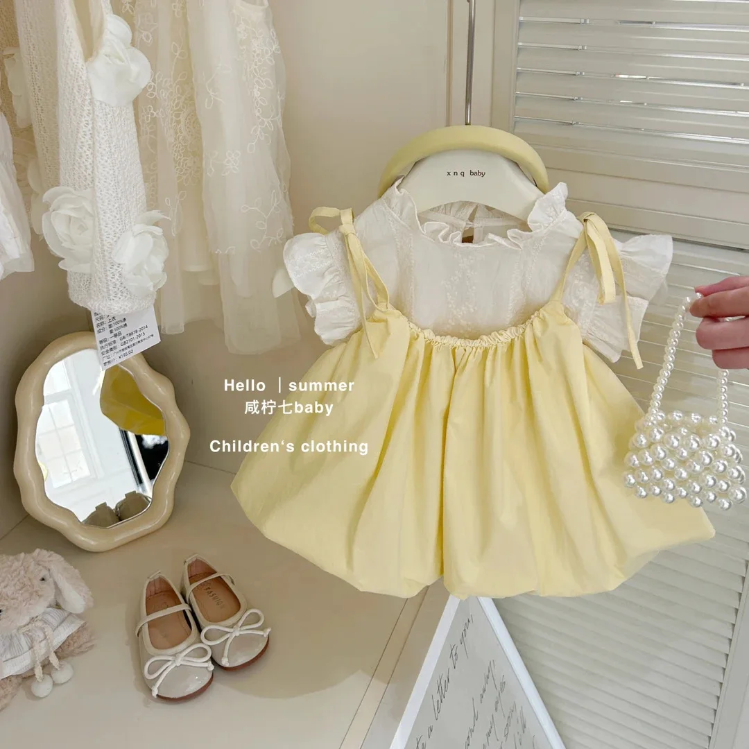 Baby Strap Dress Set Summer 2026 New Korean Girls Summer Dress Children Princess Two Piece Set Children Clothing