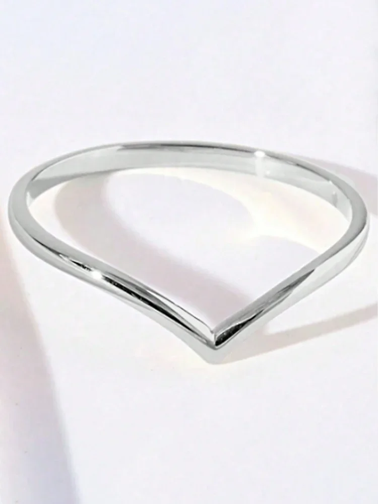 925 Sterling Silver Fashion Simplicity Classic Smooth V-shaped Ring For Women Engagement Wedding High Quality Fine Jewelry