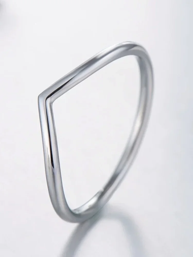 925 Sterling Silver Fashion Simplicity Classic Smooth V-shaped Ring For Women Engagement Wedding High Quality Fine Jewelry