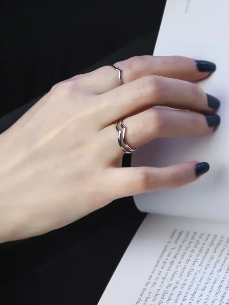 925 Sterling Silver Fashion Simplicity Classic Smooth V-shaped Ring For Women Engagement Wedding High Quality Fine Jewelry