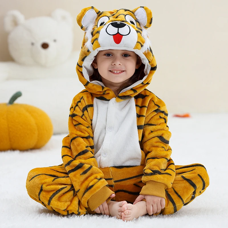 MICHLEY Carnaval Capybara Flannel Blanket Sleepers Onesie Hooded Children Costume Clothes Jumpsuit Sleepwear For Boys Girls