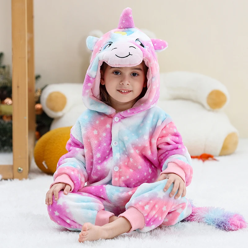MICHLEY Carnaval Capybara Flannel Blanket Sleepers Onesie Hooded Children Costume Clothes Jumpsuit Sleepwear For Boys Girls