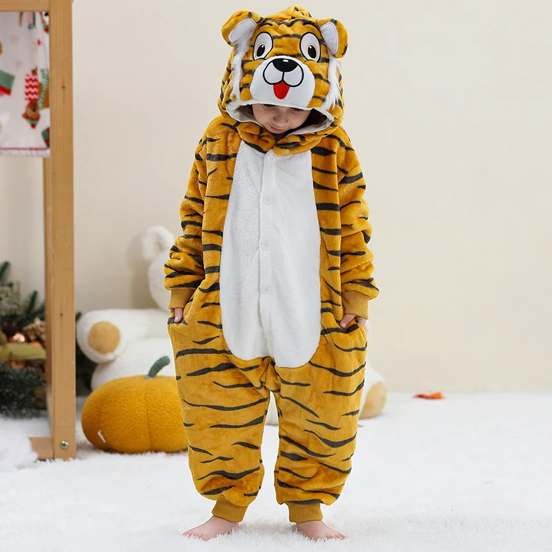 MICHLEY Carnaval Capybara Flannel Blanket Sleepers Onesie Hooded Children Costume Clothes Jumpsuit Sleepwear For Boys Girls