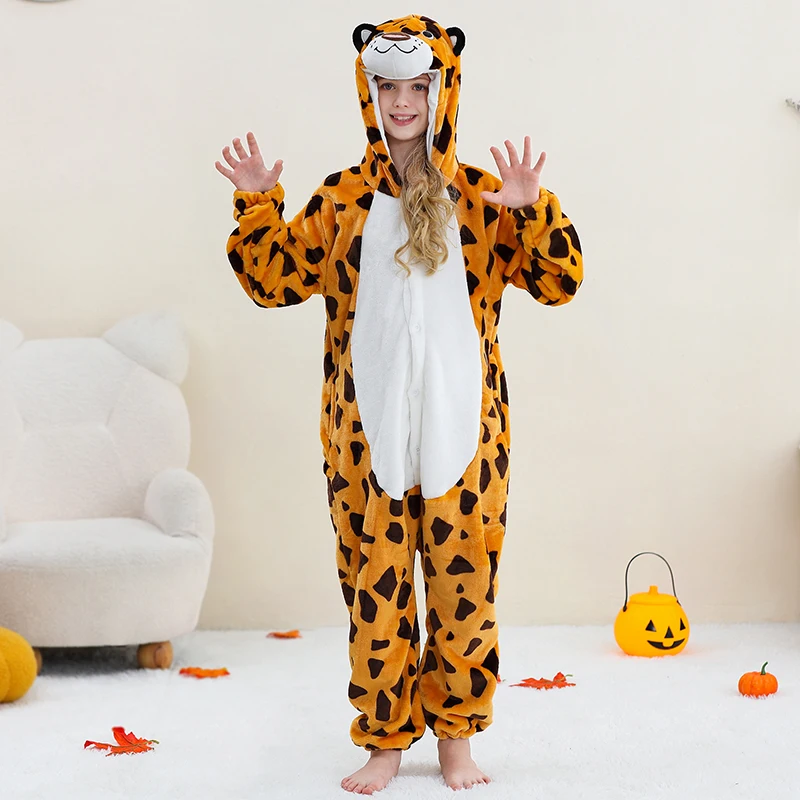 MICHLEY Carnaval Capybara Flannel Blanket Sleepers Onesie Hooded Children Costume Clothes Jumpsuit Sleepwear For Boys Girls