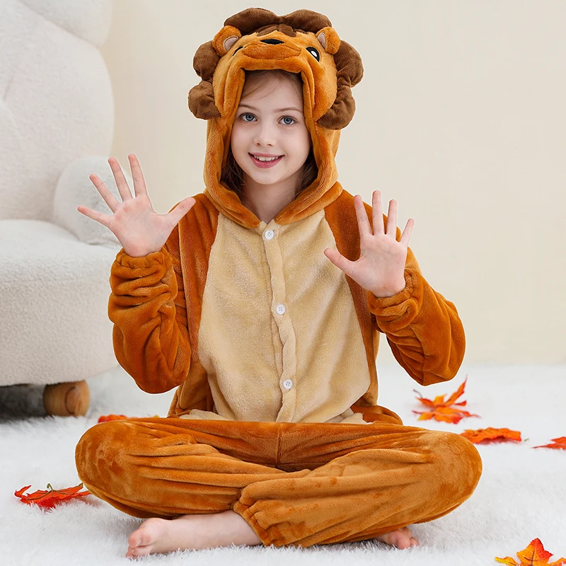 MICHLEY Carnaval Capybara Flannel Blanket Sleepers Onesie Hooded Children Costume Clothes Jumpsuit Sleepwear For Boys Girls