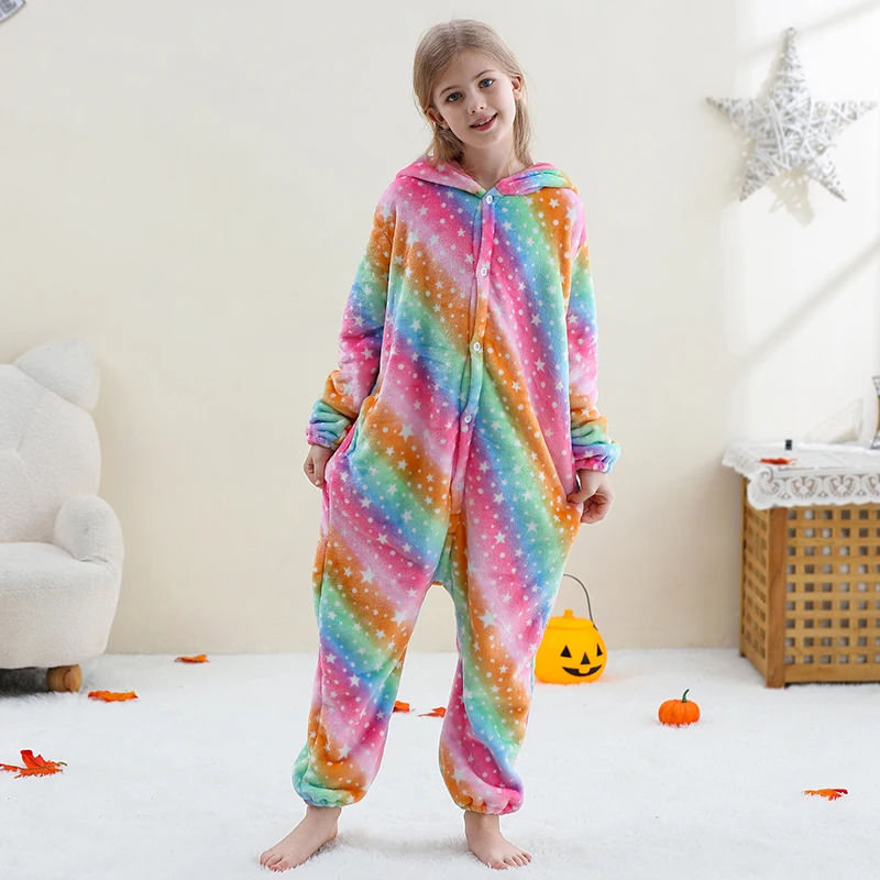 MICHLEY Carnaval Capybara Flannel Blanket Sleepers Onesie Hooded Children Costume Clothes Jumpsuit Sleepwear For Boys Girls