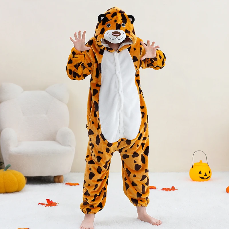MICHLEY Carnaval Capybara Flannel Blanket Sleepers Onesie Hooded Children Costume Clothes Jumpsuit Sleepwear For Boys Girls