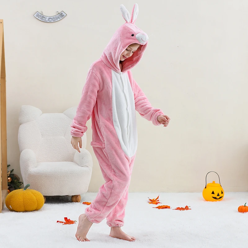 MICHLEY Carnaval Capybara Flannel Blanket Sleepers Onesie Hooded Children Costume Clothes Jumpsuit Sleepwear For Boys Girls