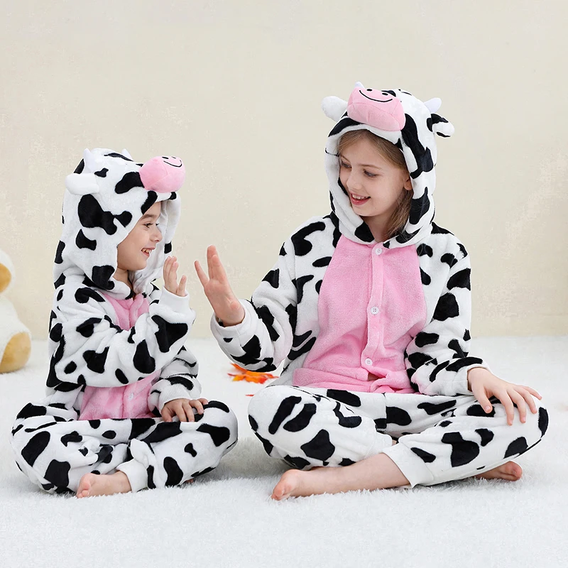 MICHLEY Carnaval Capybara Flannel Blanket Sleepers Onesie Hooded Children Costume Clothes Jumpsuit Sleepwear For Boys Girls