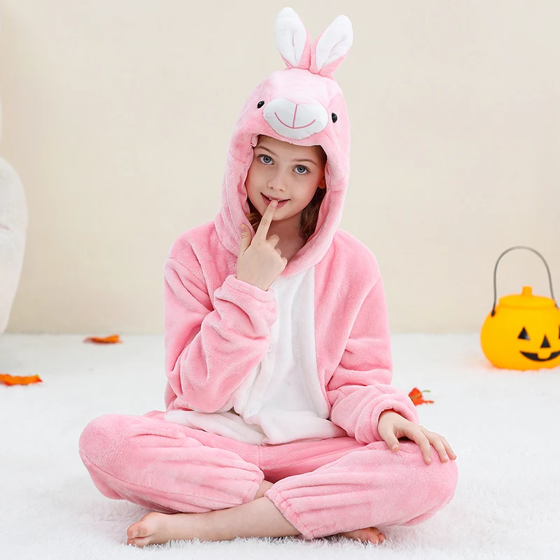 MICHLEY Carnaval Capybara Flannel Blanket Sleepers Onesie Hooded Children Costume Clothes Jumpsuit Sleepwear For Boys Girls
