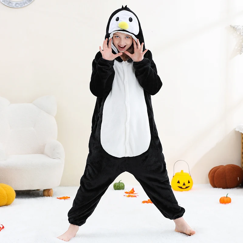 MICHLEY Carnaval Capybara Flannel Blanket Sleepers Onesie Hooded Children Costume Clothes Jumpsuit Sleepwear For Boys Girls