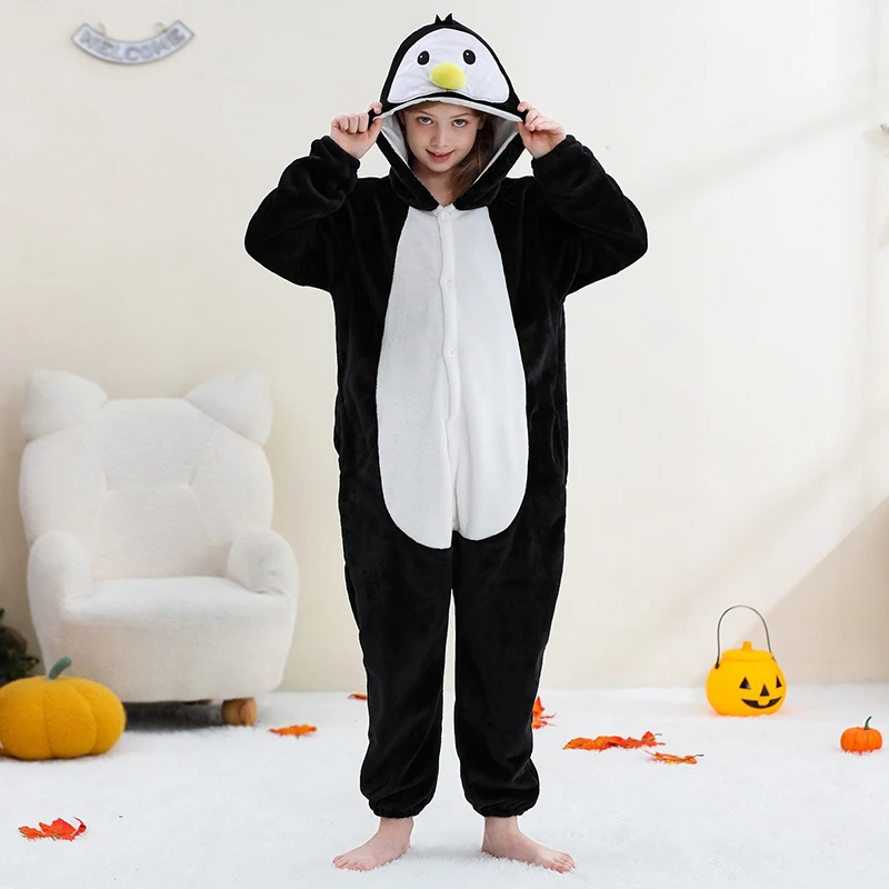 MICHLEY Carnaval Capybara Flannel Blanket Sleepers Onesie Hooded Children Costume Clothes Jumpsuit Sleepwear For Boys Girls