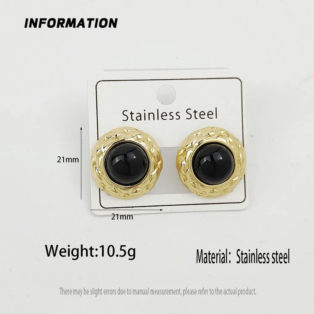 Charming round pattern oversized gemstone gold-plated 18K women's earrings, high-quality waterproof earrings, wife's gift