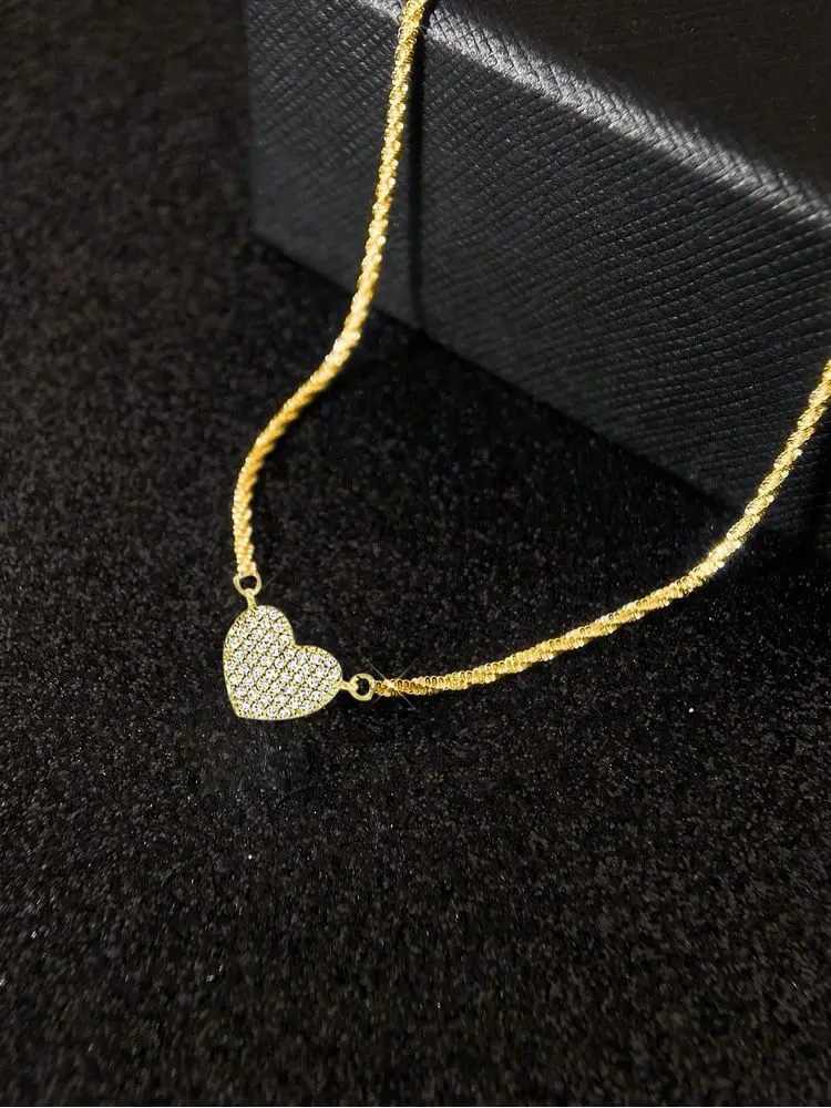 925 Sterling Silver Fashion Full Zircon Love Heart Necklace For Women Engagement Wedding Luxury High Quality Fine Jewelry