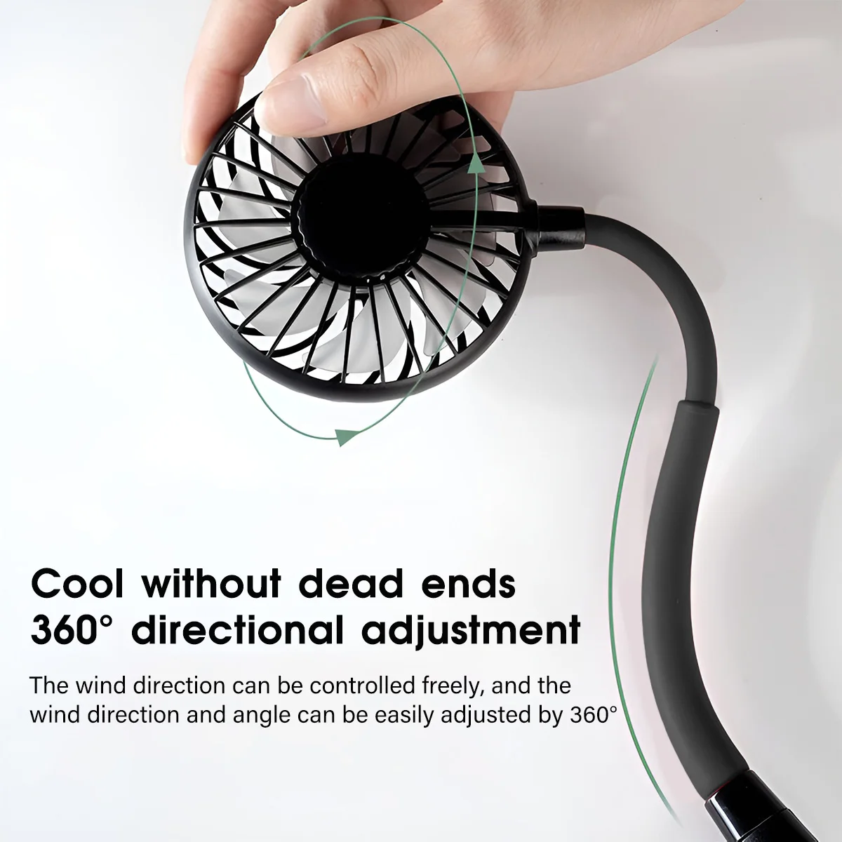 USB Rechargeable Mini Sports 3-Speed Adjustable Neck Dual Fan Home OfficeOutdoor Travel Portable Hanging Neck Fan